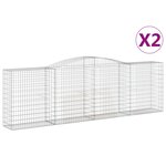 vidaXL Paniers à gabions arqués 2 Pièces 400x50x120/140 cm Fer galvanisé