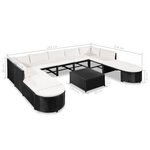 vidaXL Salon de jardin 12 Pièces avec coussins Résine tressée Noir