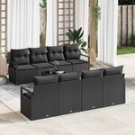 vidaXL Ensemble de canapé de jardin 7 Pièces Noir 55 x 55 x 37 cm