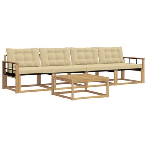 vidaXL Ensemble de canapés d'extérieur 5 Pièces Blanc et Beige