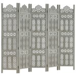 vidaXL Cloison de séparation 5 panneaux Gris 200x165 cm Bois manguier