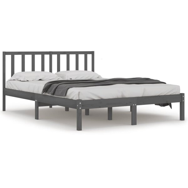 vidaXL Cadre de lit sans matelas gris bois massif de pin 135x190 cm