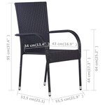 vidaXL Chaises empilables d'extérieur lot de 6 Résine tressée Noir