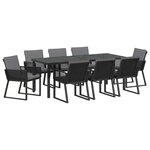 vidaXL Ensemble de salle à manger pour jardin 9 Pièces Noir Poly rotin