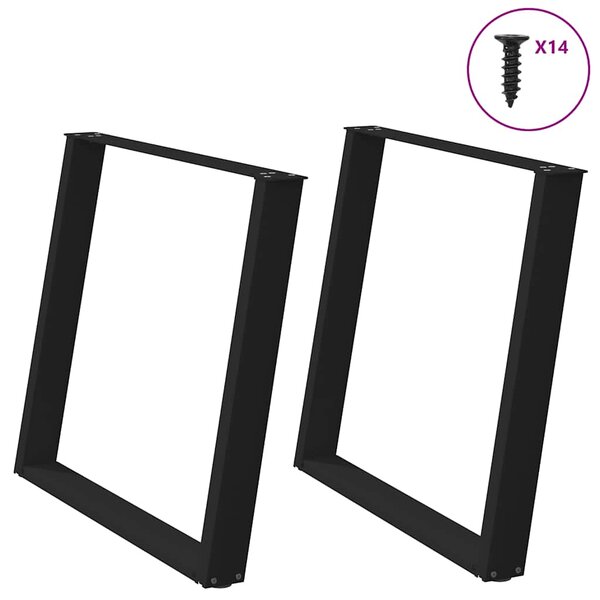 vidaXL Pieds de table à manger en U 2 pièces Noir 100 x (72-73) cm Acier