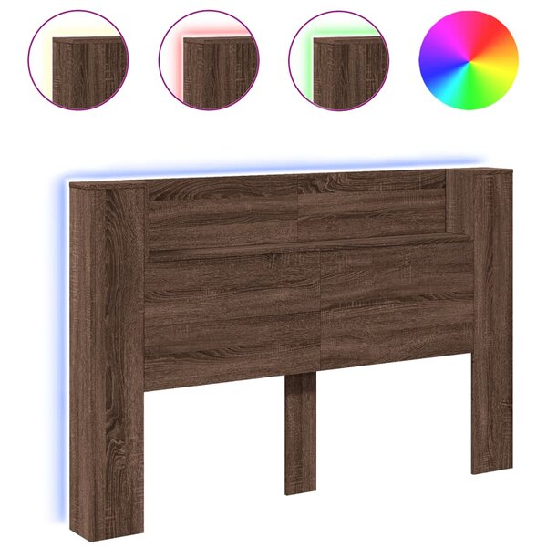 vidaXL Armoire tête de lit avec LED chêne marron 160x16 5x103 5 cm