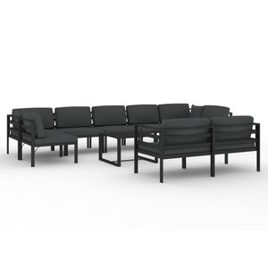 vidaXL Salon de jardin 10 Pièces avec coussins Aluminium Anthracite