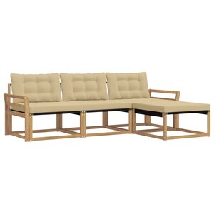 vidaXL Ensemble de canapés d'extérieur 4 Pièces Blanc et Beige