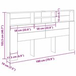 vidaXL Meuble de tête en chêne noir 180 x 19 x 103 5 cm