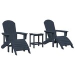 vidaXL Chaise de jardin 3 Pièces Bleu marine Polyéthylène