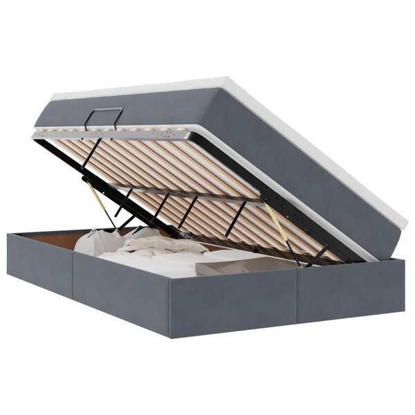 vidaXL Lit avec rangement et matelas Gris foncé 120 x 200 cm Velours