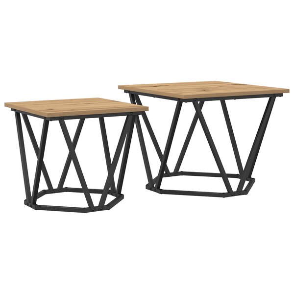 vidaXL Tables d'appoint 2 Pièces en bois d'ingénierie chêne artisan
