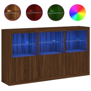 vidaXL Buffet avec lumières LED chêne marron 181 5x37x100 cm