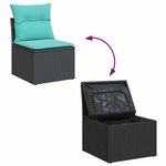 vidaXL Salon de jardin 8 Pièces avec coussins noir résine tressée