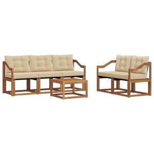 vidaXL Ensemble de canapés d'extérieur 6 Pièces Naturel et Beige