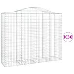 vidaXL Paniers à gabions arqués 30 Pièces 200x50x160/180 cm Fer galvanisé