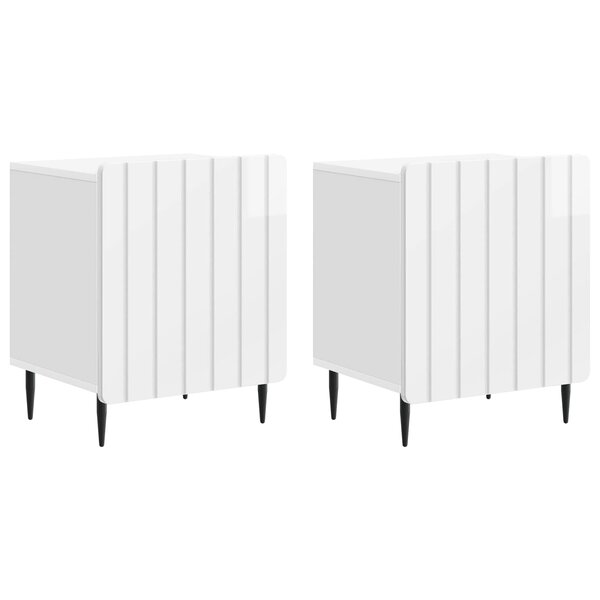 vidaXL Cabinet de chevet 2 Pièces Blanc brillant 43 x 34 5 x 52 cm
