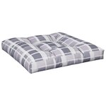 vidaXL Coussin de palette motif à carreaux gris 70x70x12 cm tissu