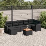 vidaXL Salon de jardin 8 Pièces avec coussins noir résine tressée