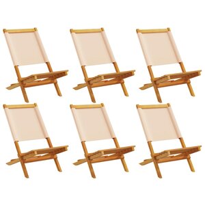 vidaXL Chaises de jardin pliantes lot de 6 beige tissu et bois massif
