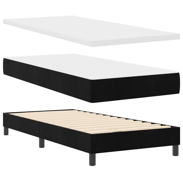 Lit Box Spring vidaXL avec Matelas Noir 100x200 cm Velours