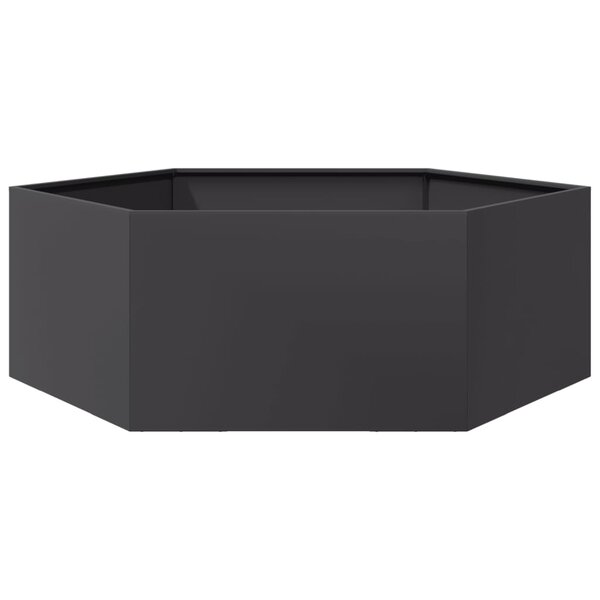 vidaXL Jardinière noir hexagone 138x120x45 cm acier