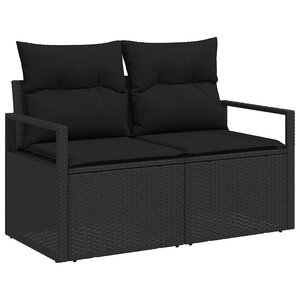 vidaXL Ensemble de Canapés avec coussin 7 Pièces Noir polyrotin