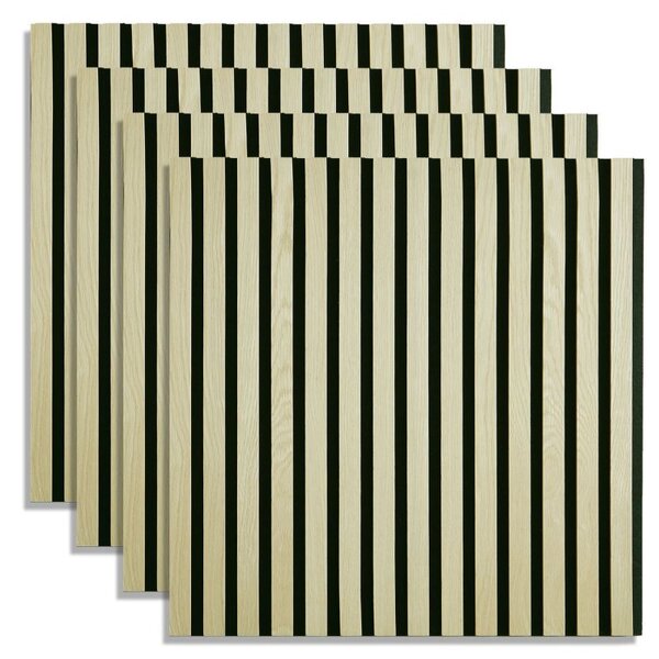 4 Panneaux muraux 60x60 bois crème acoustiques