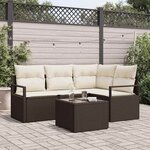vidaXL Ensemble de canapé de jardin avec coussin 5 Pièces Marron  Crème