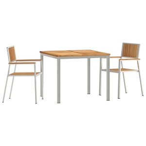 vidaXL Ensemble de repas extérieur 3 Pièces Marron Bois de teck massif