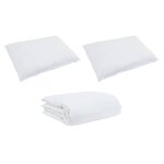 vidaXL Couette avec oreiller 3 Pièces Blanc Bas