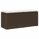 vidaXL Banc de jardin avec coussin marron 110x40x44 cm résine tressée