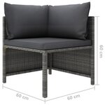 vidaXL Salon de jardin 12 Pièces avec coussins Résine tressée Gris