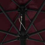 vidaXL Parasol de jardin lumières LED et mât aluminium rouge bordeaux