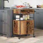 vidaXL Chariot de Cuisine Bois Ancien 56x43x89.5 cm Bois Ingénieré