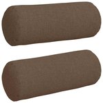 vidaXL Coussins d'accent 2 Pièces Marron Ø 15 x 40 cm tissu