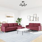 vidaXL Ensemble de canapés 3 Pièces avec repose-pied rouge bordeaux tissu