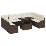 vidaXL Ensemble de canapé de jardin 10 Pièces Marron et crème