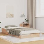 vidaXL Cadre de lit surélevé Marron 90 x 210 cm Bois massif en pin