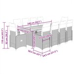 vidaXL Ensemble de bistro de jardin 11 Pièces coussins noir poly rotin