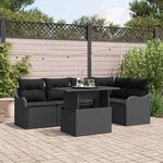 vidaXL Ensemble de canapé de jardin 6 Pièces Noir 100 x 55 x 73 cm