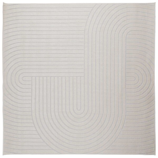 vidaXL Tapis de surface Carré HUARTE Crème 120 x 120 cm Polyester