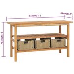 vidaXL Meuble de salle de bain avec 3 paniers Teck solide 132x45x75 cm