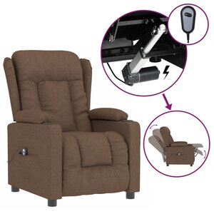 vidaXL Fauteuil inclinable électrique Marron Tissu