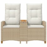 vidaXL Banc inclinable avec table 2 -Seater 126 x 65 x 112 cm