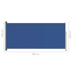 vidaXL Auvent latéral rétractable de patio 140x300 cm Bleu