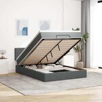 vidaXL Lit ottoman avec matelas et LED gris foncé 140x190 cm tissu