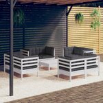 vidaXL Salon de jardin 9 Pièces avec coussins anthracite Bois de pin