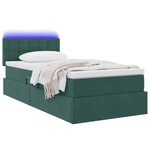 vidaXL Lit avec rangement et LED Vert foncé 90 x 200 cm Velours
