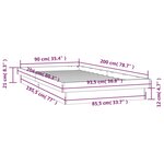vidaXL Cadre de lit à LED sans matelas 90x200 cm bois massif